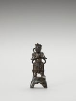 A BRONZE FIGURE OF A GUARDIAN KING, MING