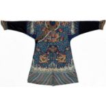 AN IMPERIAL EMBROIDERED BLUE-GROUND DRAGON ROBE, JIFU, QING DYNASTY