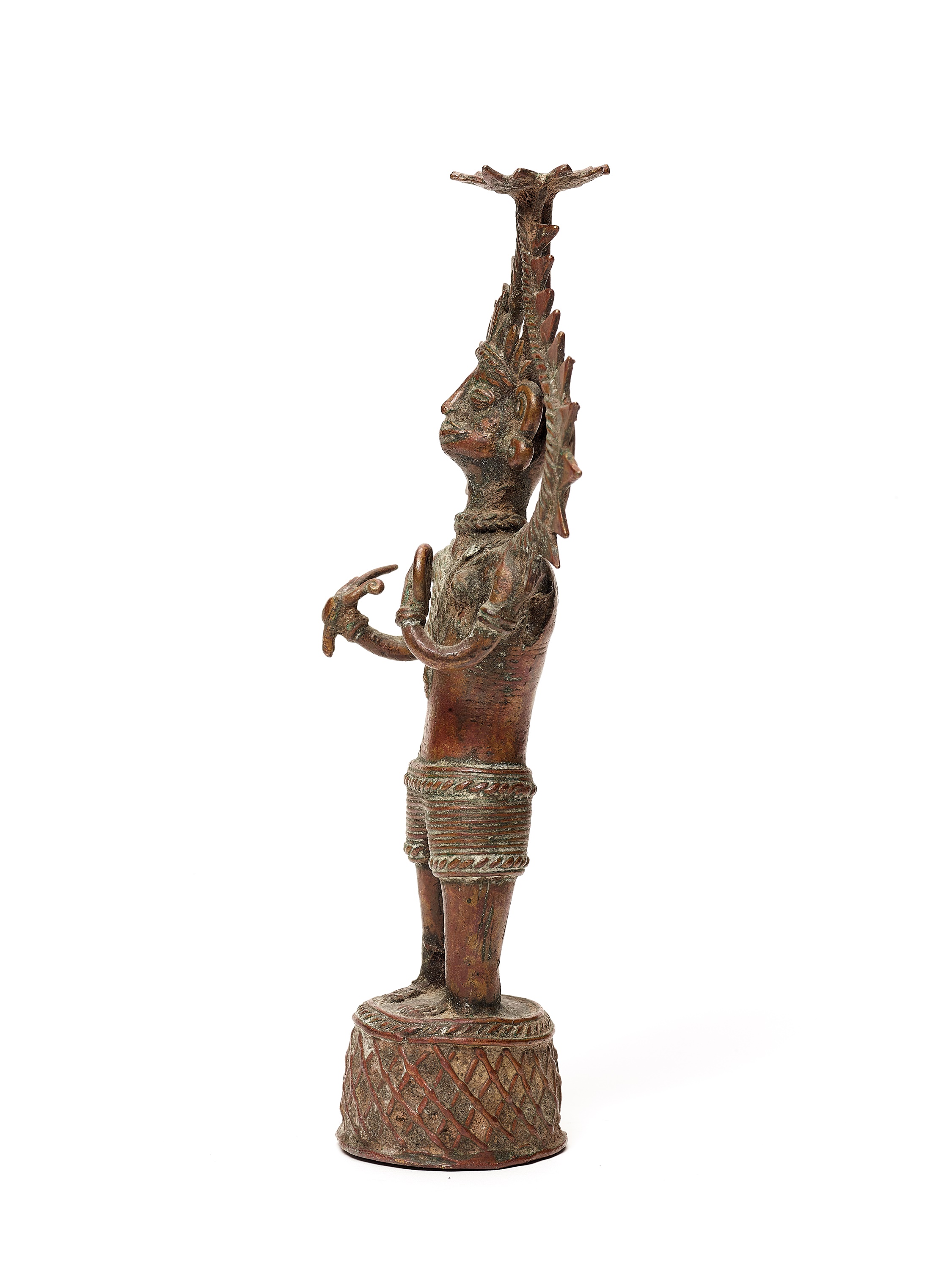 A BASTAR BRONZE OF A GODDESS WITH TRIDENT AND PLAQUE - Image 3 of 4