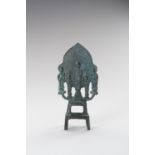 AN UNUSUAL TANG STYLE FOOTED BRONZE STELE