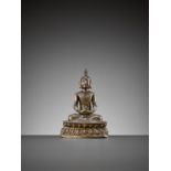 A COPPER REPOUSSE FIGURE OF BUDDHA AMITABHA, QING DYNASTY