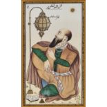 A PERSIAN MINIATURE PAINTING OF A SCHOLAR, 19TH CENTURY