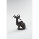 A CHINESE BRONZE WATER DROPPER IN THE SHAPE OF A STAG