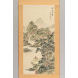 A HANGING SCROLL PAINTING OF A RIVER LANDSCAPE, AFTER WEN ZHENGMING