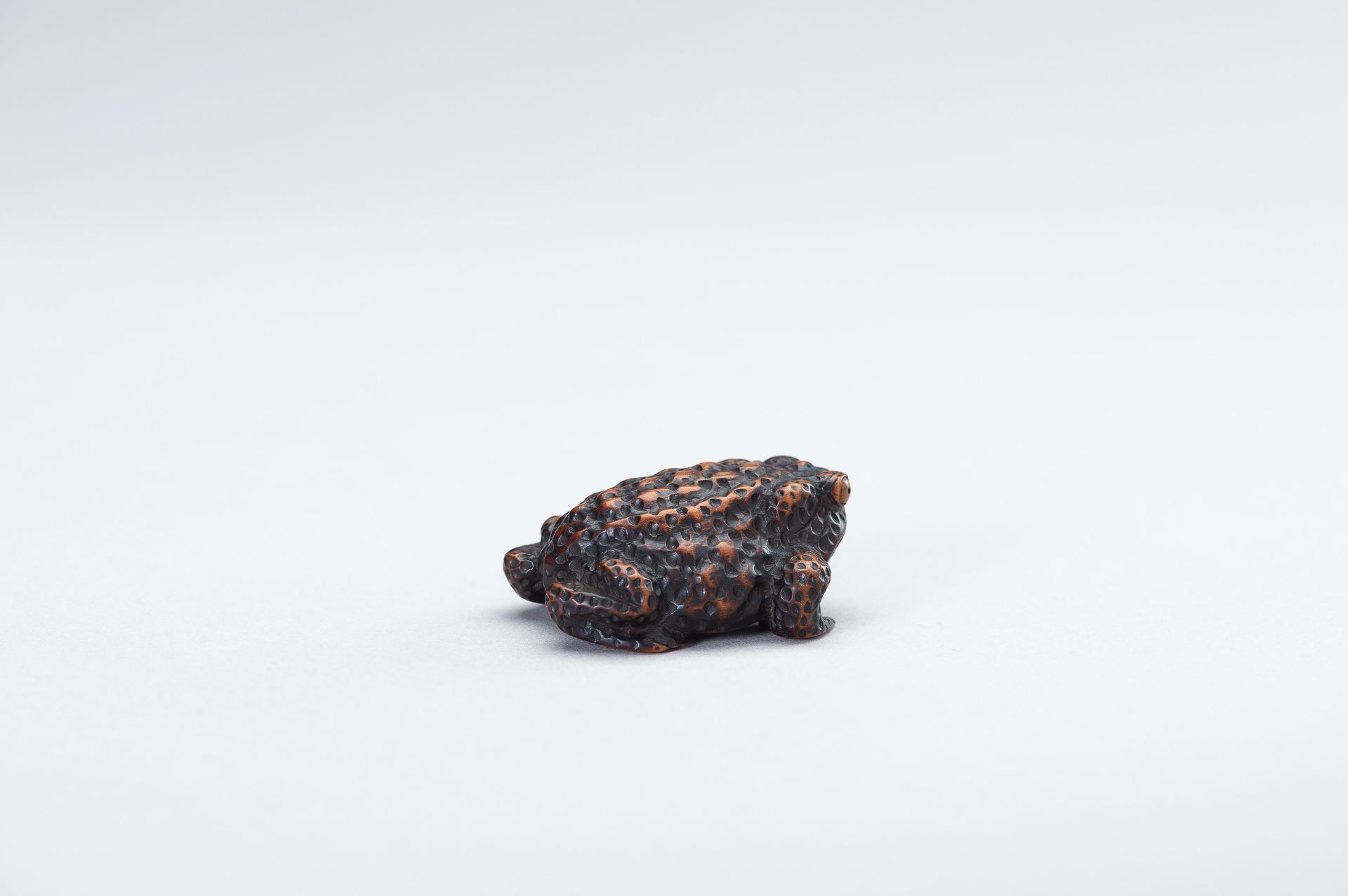 SHIGETADA: A WOOD NETSUKE OF A TOAD - Bild 6 aus 14