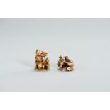 TWO IVORY NETSUKE OKIMONO