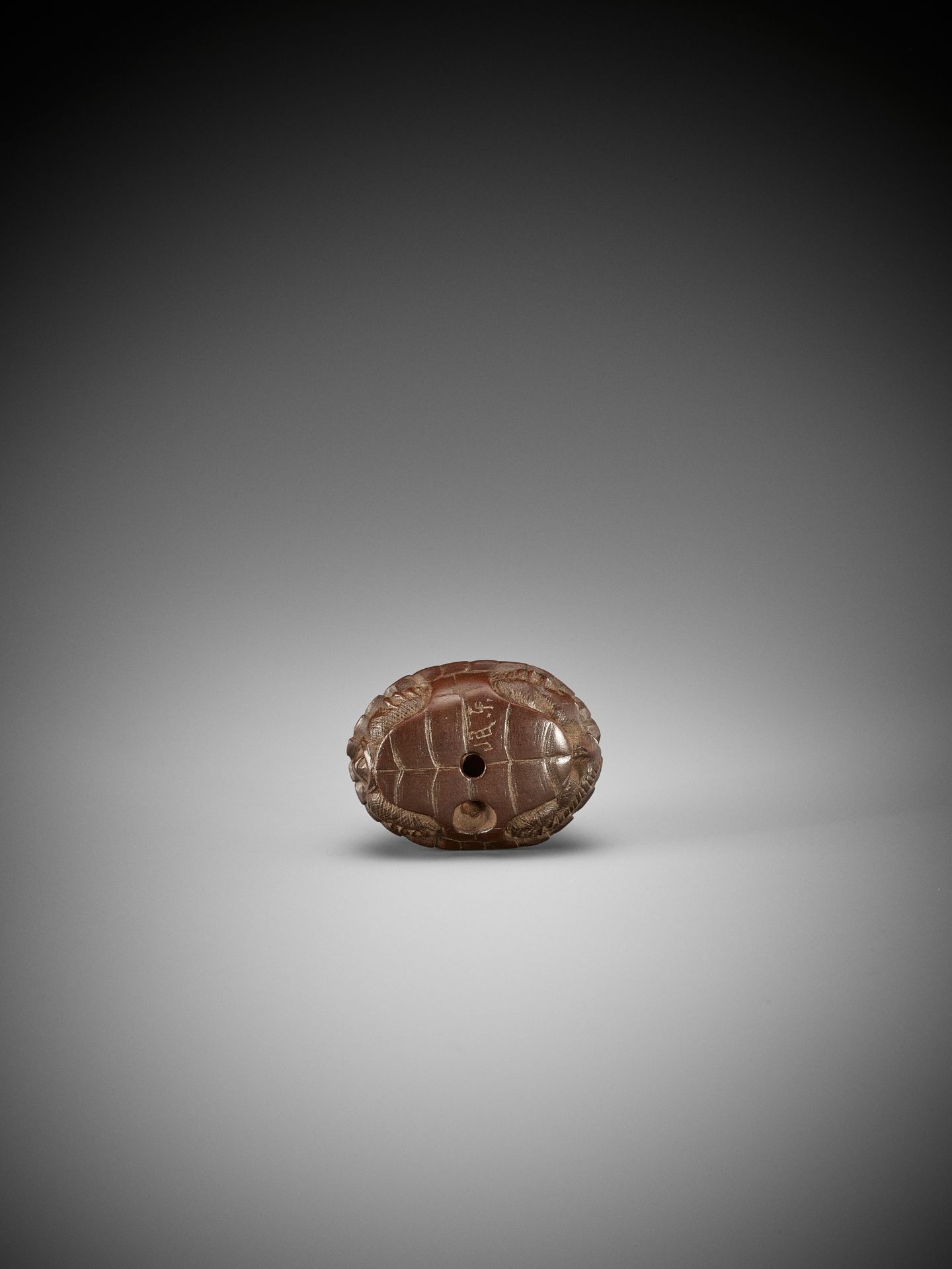 TOMIN: A FINE WOOD NETSUKE OF A TORTOISE WITH FIVE YOUNG - Bild 11 aus 13