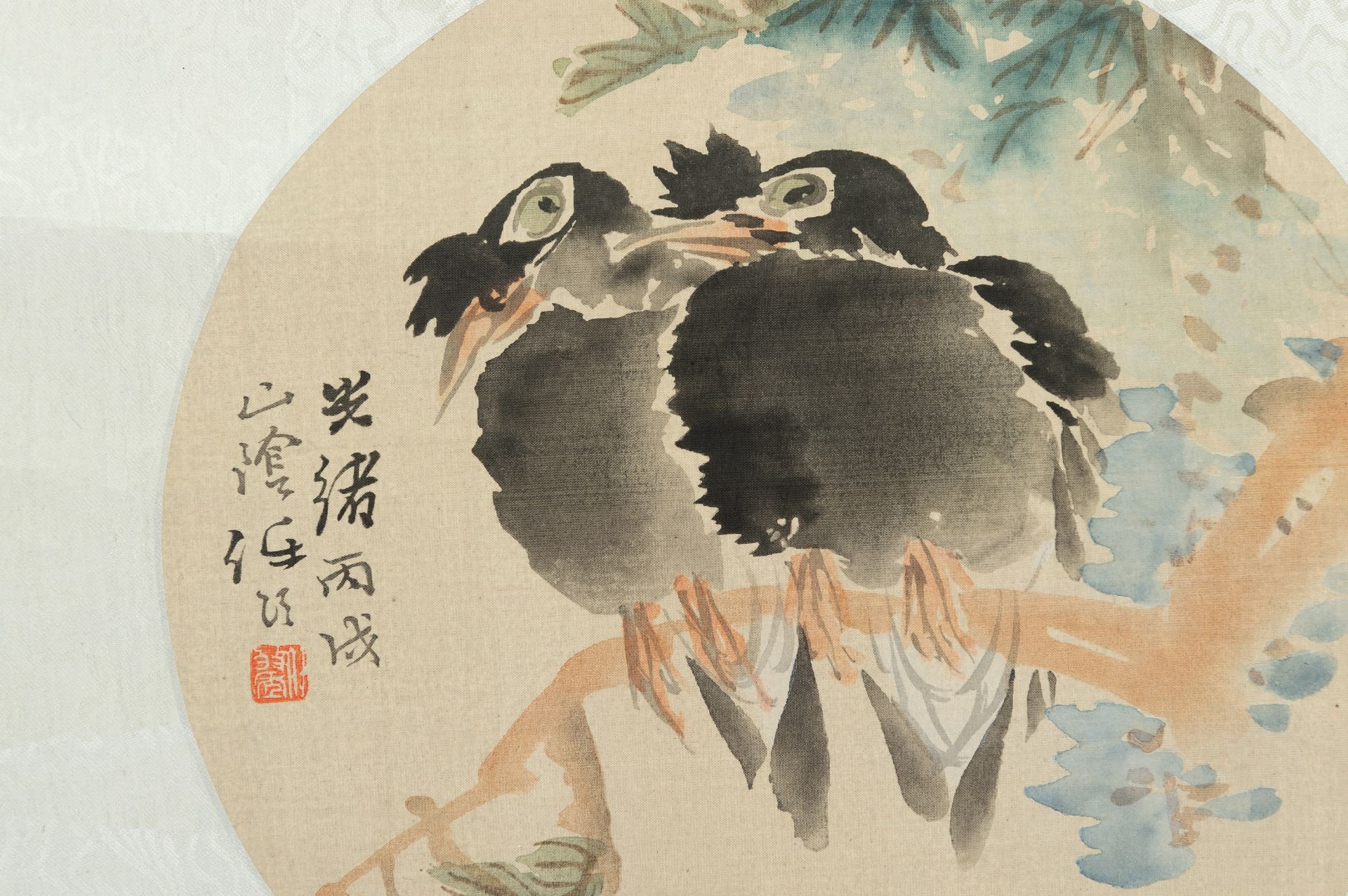 A SCROLL PAINTING OF CROWS, AFTER REN BONIAN - Image 4 of 7