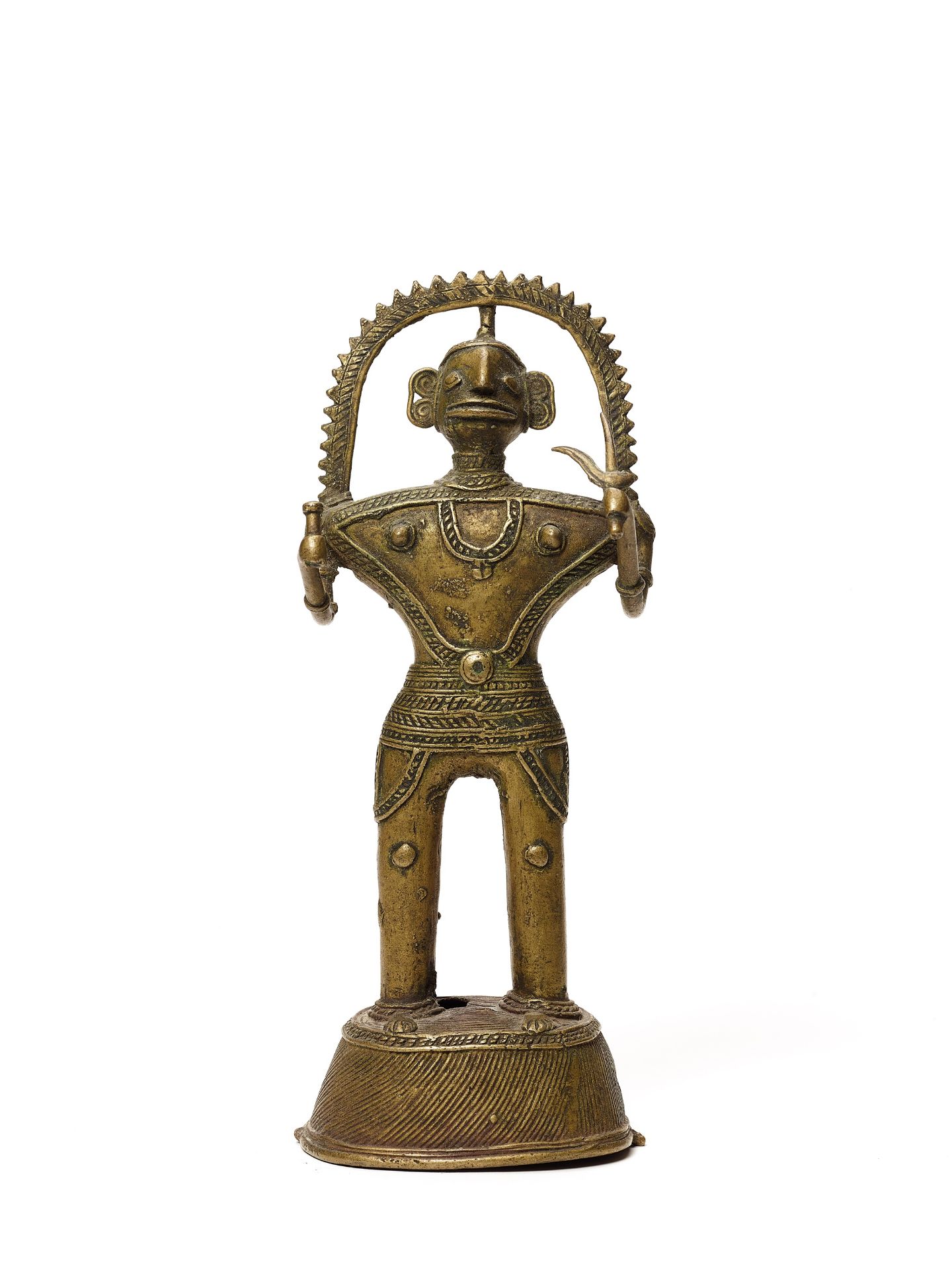 A BASTAR BRONZE OF A GODDESS WITH A TRIDENT AND SCEPTRE