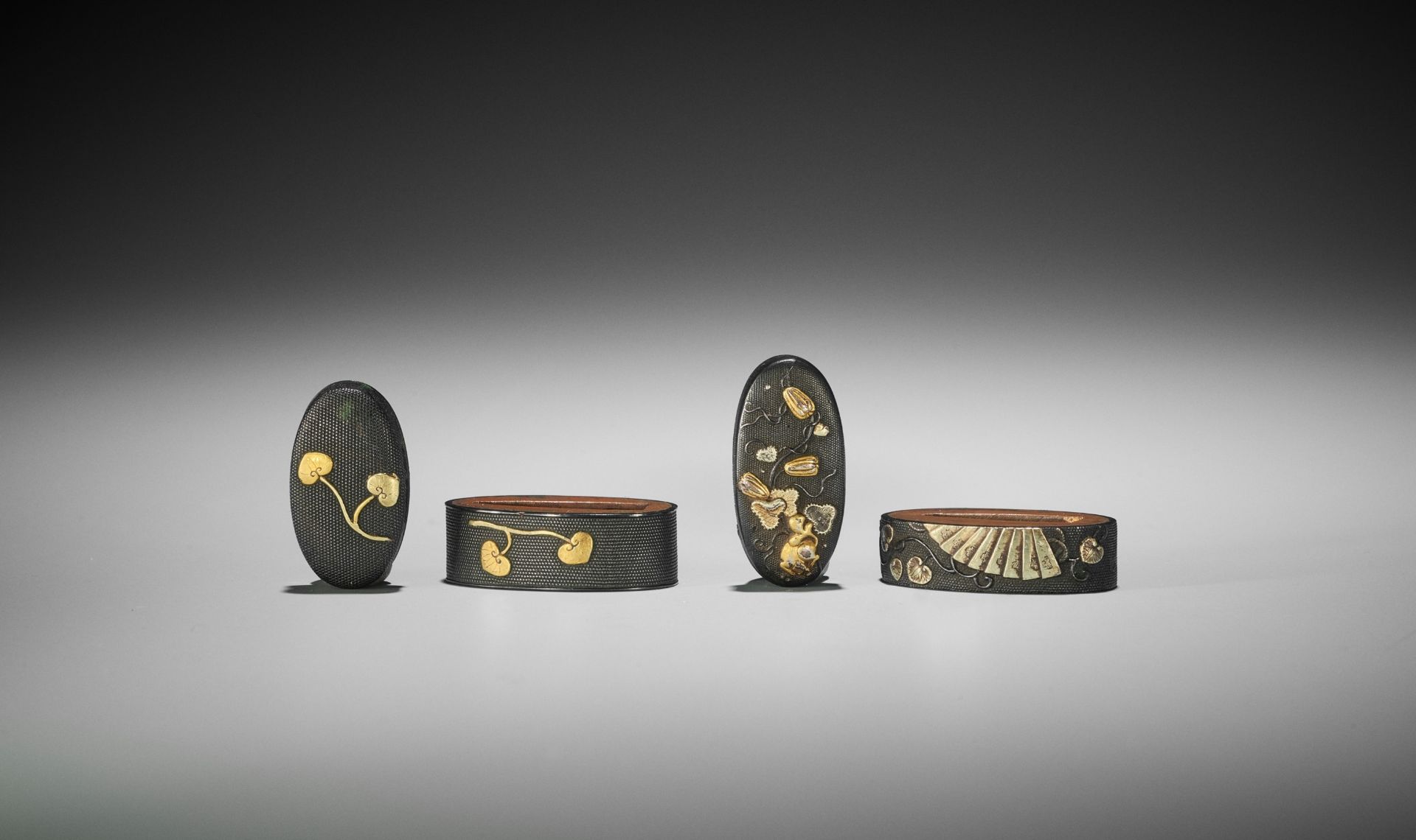 TWO FUCHI AND KASHIRA WITH AOI LEAVES