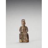 A WOOD FIGURE OF A DIGNITARY, MING