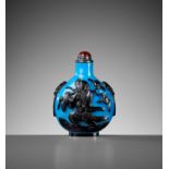 A TURQUOISE GROUND BLACK OVERLAY GLASS SNUFF BOTTLE, 1820-1880
