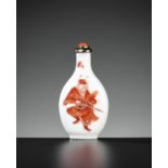 AN IRON RED PORCELAIN 'ZHONG KUI' SNUFF BOTTLE, 19TH CENTURY