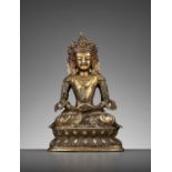 A GILT BRONZE FIGURE OF AMITAYUS, MID-QING