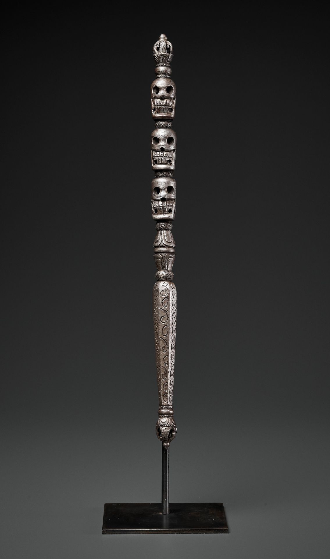 AN IRON RITUAL STAFF, KHATVANGA, 16TH-17TH CENTURY