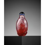 A RUBY-RED OVERLAY GLASS 'CARP' SNUFF BOTTLE, 1760-1840