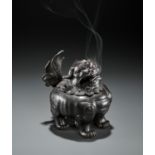 A BRONZE 'BUDDHIST LION' CENSER AND COVER, QING DYNASTY