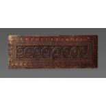 A CARVED WOOD 'EIGHT AUSPICIOUS SYMBOLS' MANUSCRIPT COVER