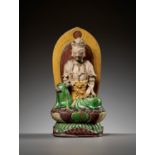 A SANCAI-GLAZED FIGURE OF GUANYIN, MING DYNASTY