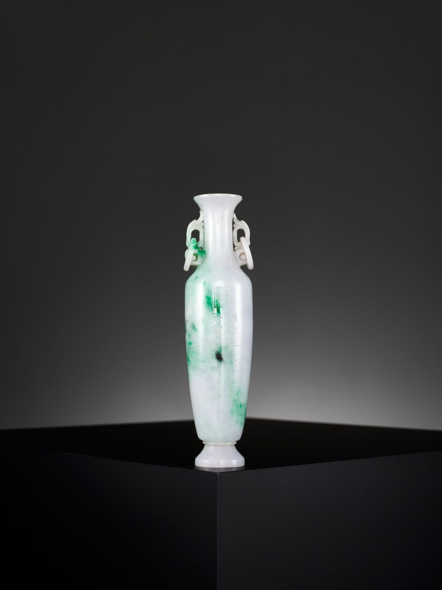 A FINE JADEITE 'CHILONG' AMPHORA VASE, QING DYNASTY - Bild 4 aus 15