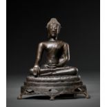 A BRONZE FIGURE OF BUDDHA SHAKYAMUNI, LAN NA KINGDOM