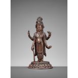 A BRONZE FIGURE OF VISHNU, 17TH-18TH CENTURY