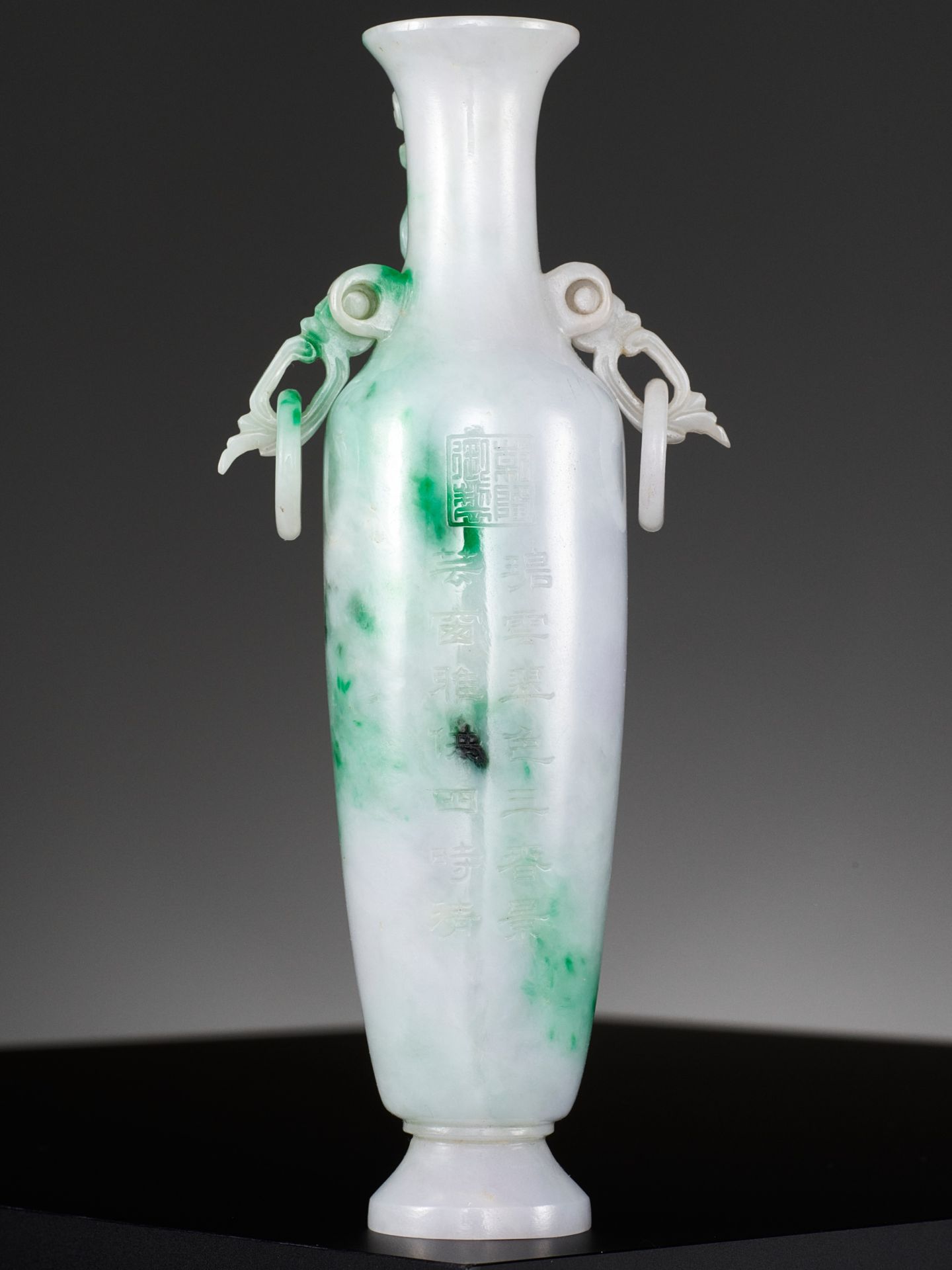 A FINE JADEITE 'CHILONG' AMPHORA VASE, QING DYNASTY - Bild 3 aus 15