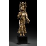 A RARE GILT BRONZE FIGURE OF DIPANKARA BUDDHA, LATE MALLA, THREE KINGDOMS PERIOD