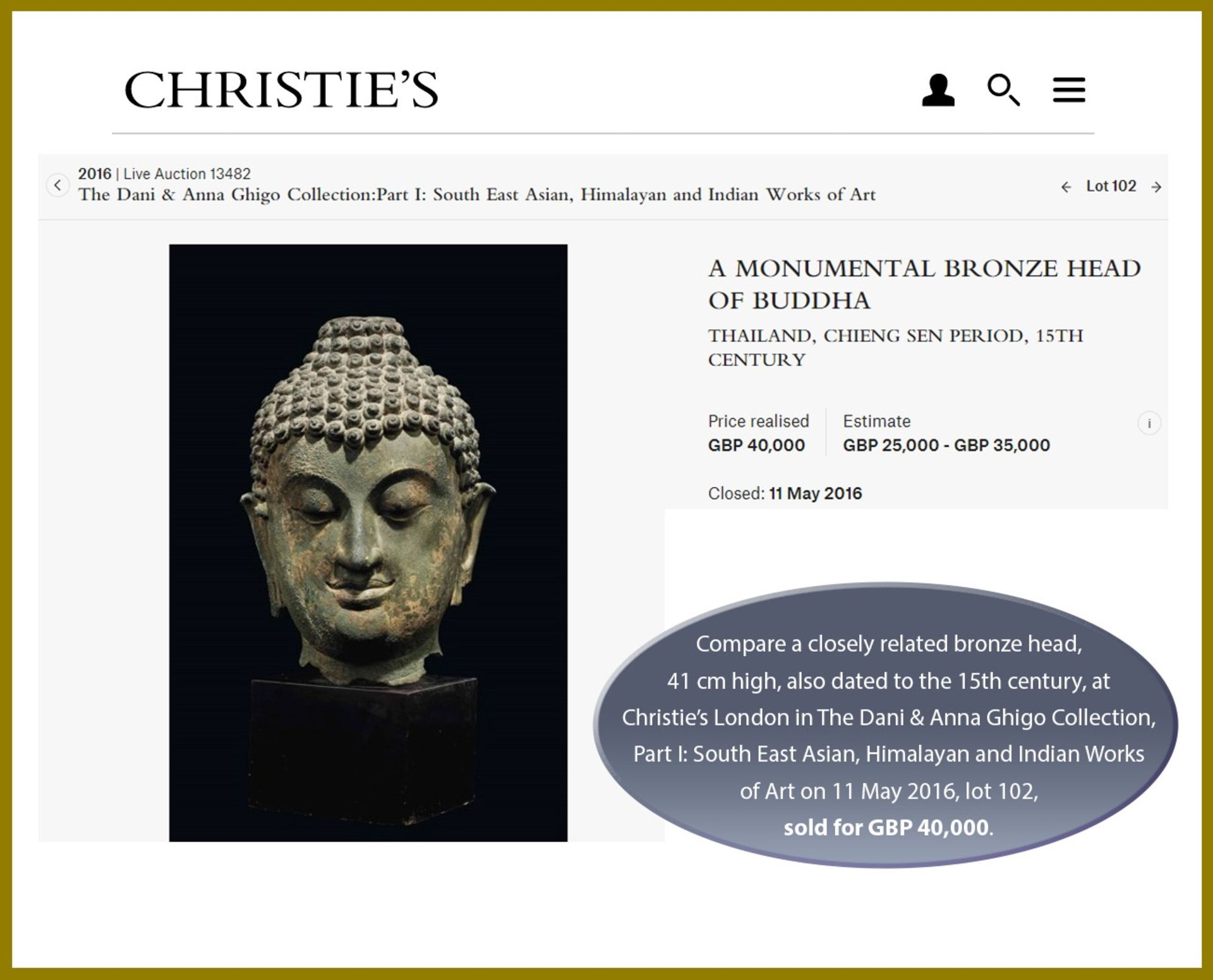 A MONUMENTAL BRONZE HEAD OF BUDDHA, CHIENG SEN STYLE - Bild 4 aus 15