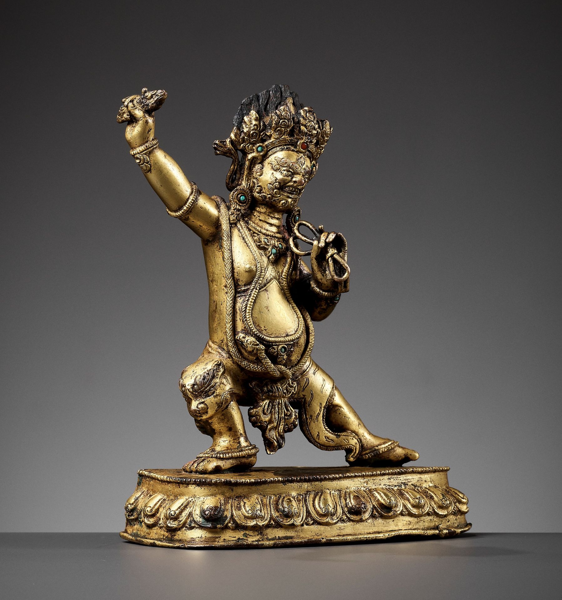 A GILT BRONZE FIGURE OF VAJRAPANI, 16TH CENTURY