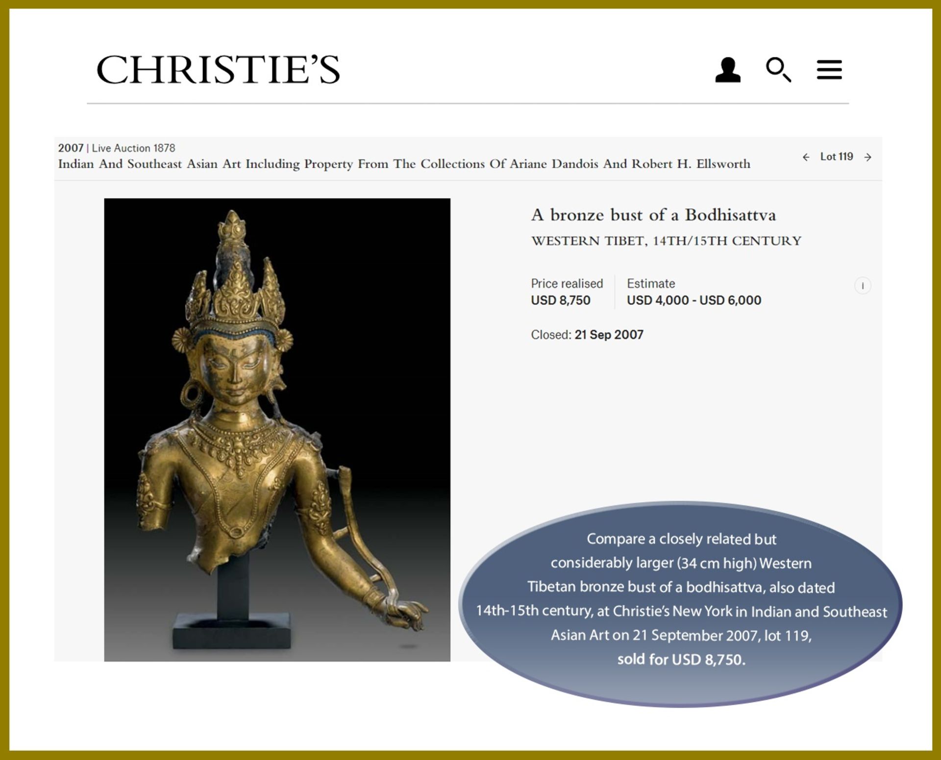 A SILVERED AND PARCEL-GILT BRONZE BUST OF AVALOKITESHVARA - Bild 4 aus 12