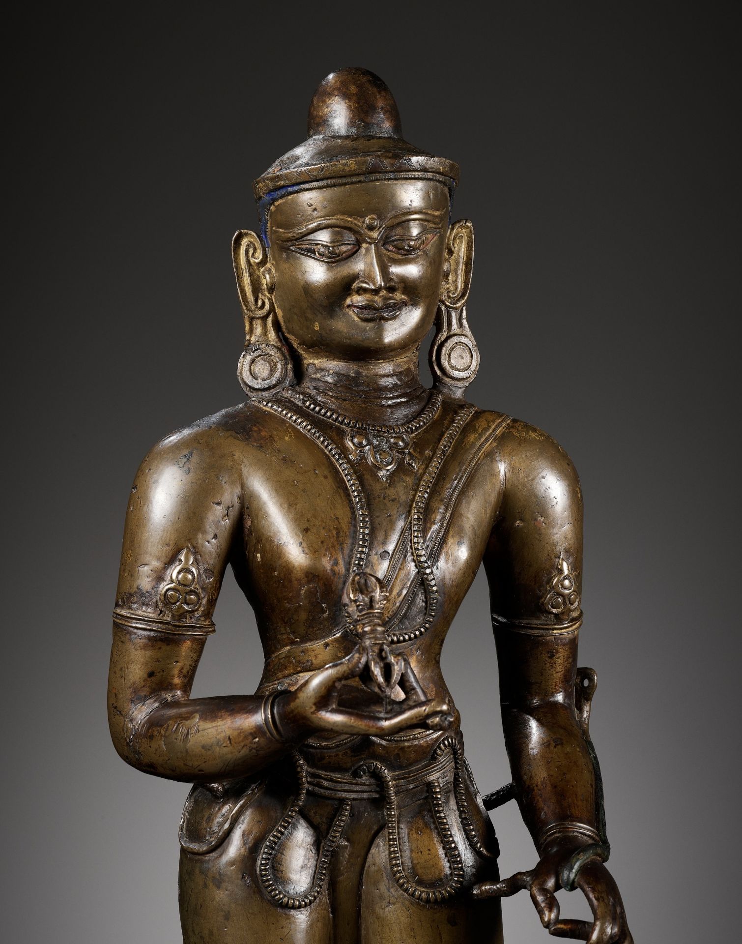 A RARE AND LARGE BRONZE FIGURE OF VAJRASATTVA, WESTERN TIBET