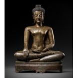 A LARGE BRONZE FIGURE OF BUDDHA SHAKYAMUNI, AYUTTHAYA KINGDOM