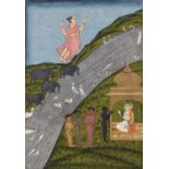 AN INDIAN MINIATURE PAINTING DEPICTING ARDHANARISHVARA AND WORSHIPPERS