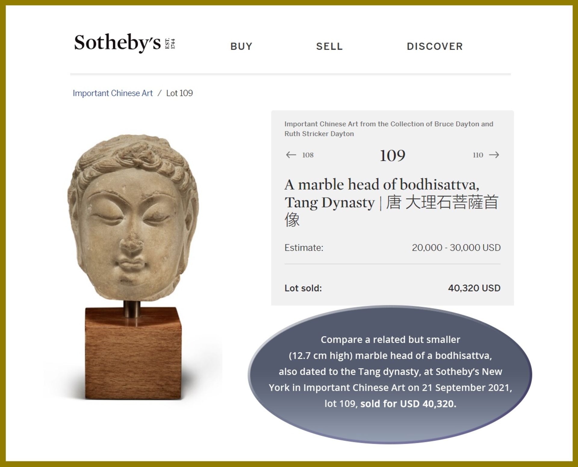 A MARBLE HEAD OF BUDDHA, TANG DYNASTY - Bild 4 aus 15
