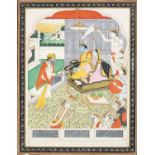 AN INDIAN MINIATURE PAINTING OF MAHARAJA GULAB SINGH (1792-1857) WORSHIPPING RAMA AND SITA