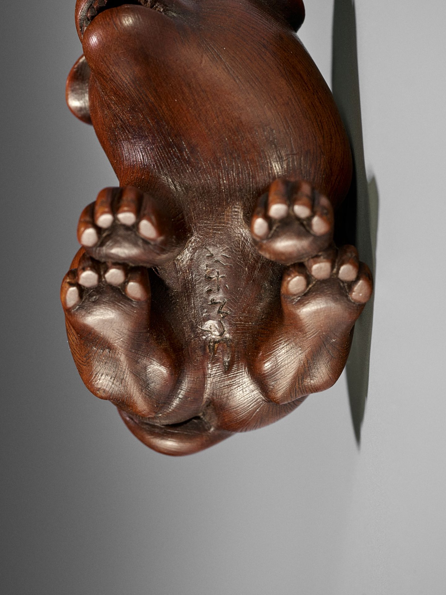 RANTEI: A FINE WOOD NETSUKE OF A PUPPY - Bild 8 aus 8