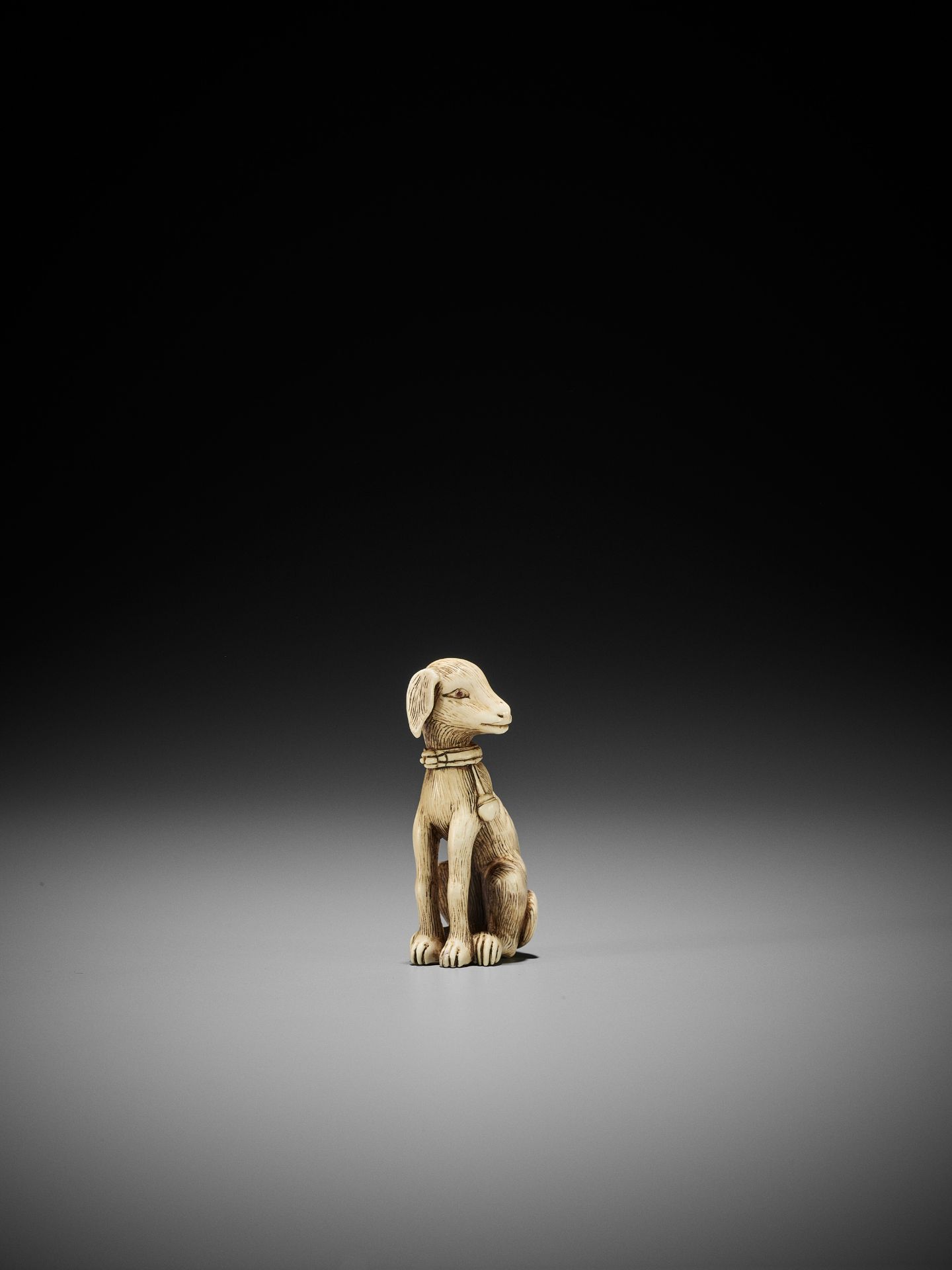 AN IVORY NETSUKE OF A EUROPEAN DOG - Bild 6 aus 9