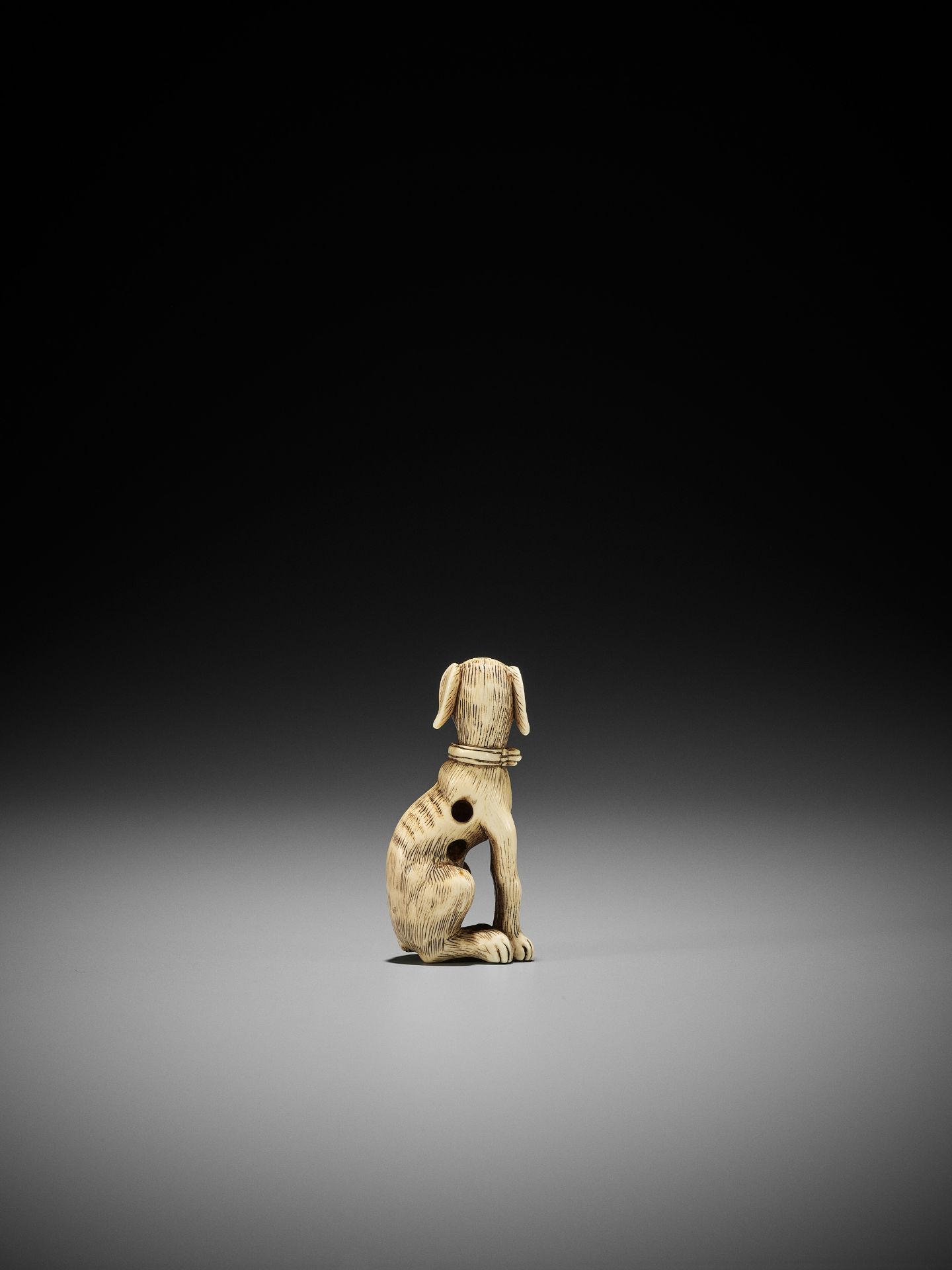 AN IVORY NETSUKE OF A EUROPEAN DOG - Bild 5 aus 9