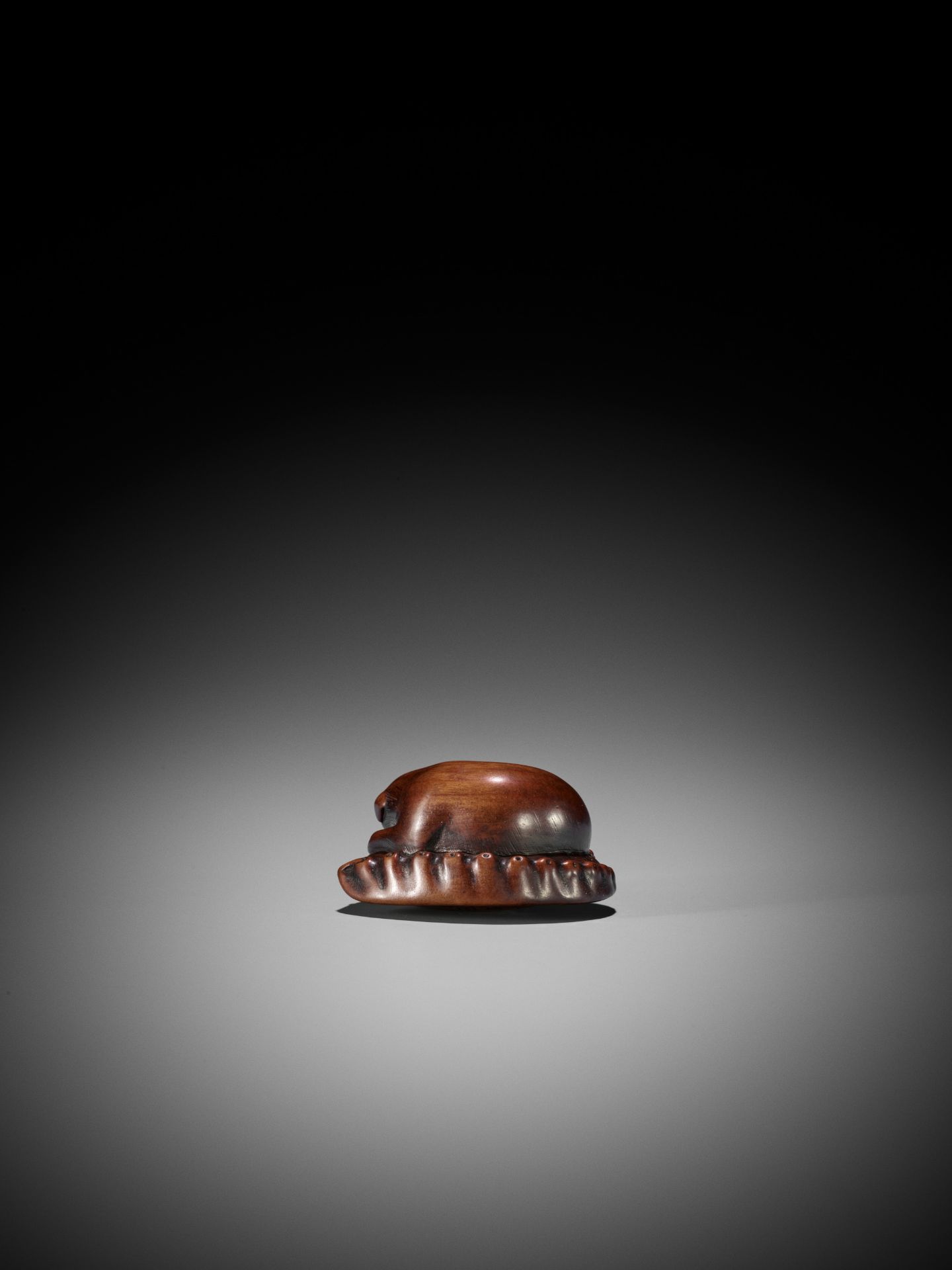 HOSHIN: A WOOD NETSUKE OF A PUPPY ON AWABI - Bild 8 aus 14