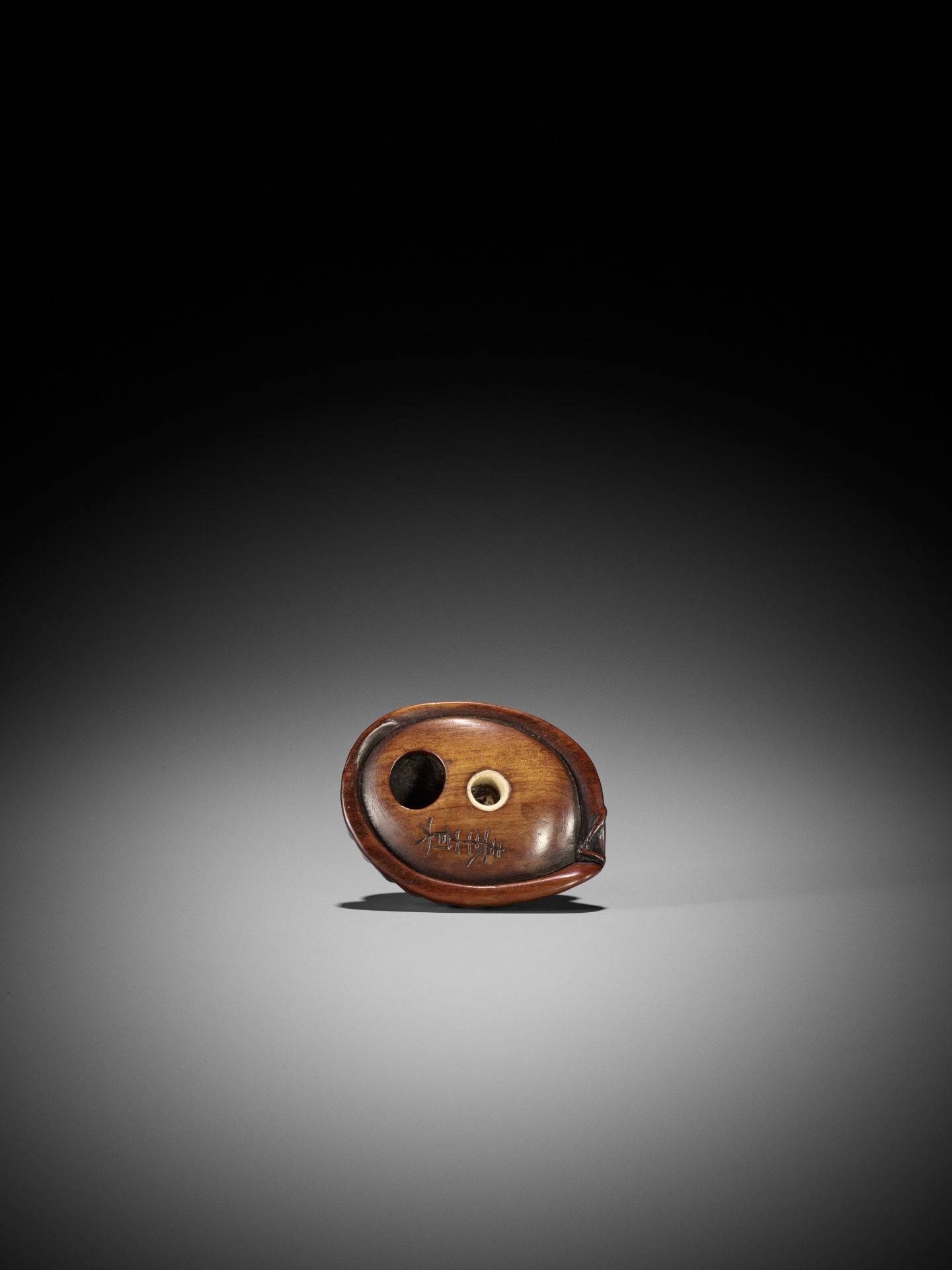 HOSHIN: A WOOD NETSUKE OF A PUPPY ON AWABI - Bild 12 aus 14