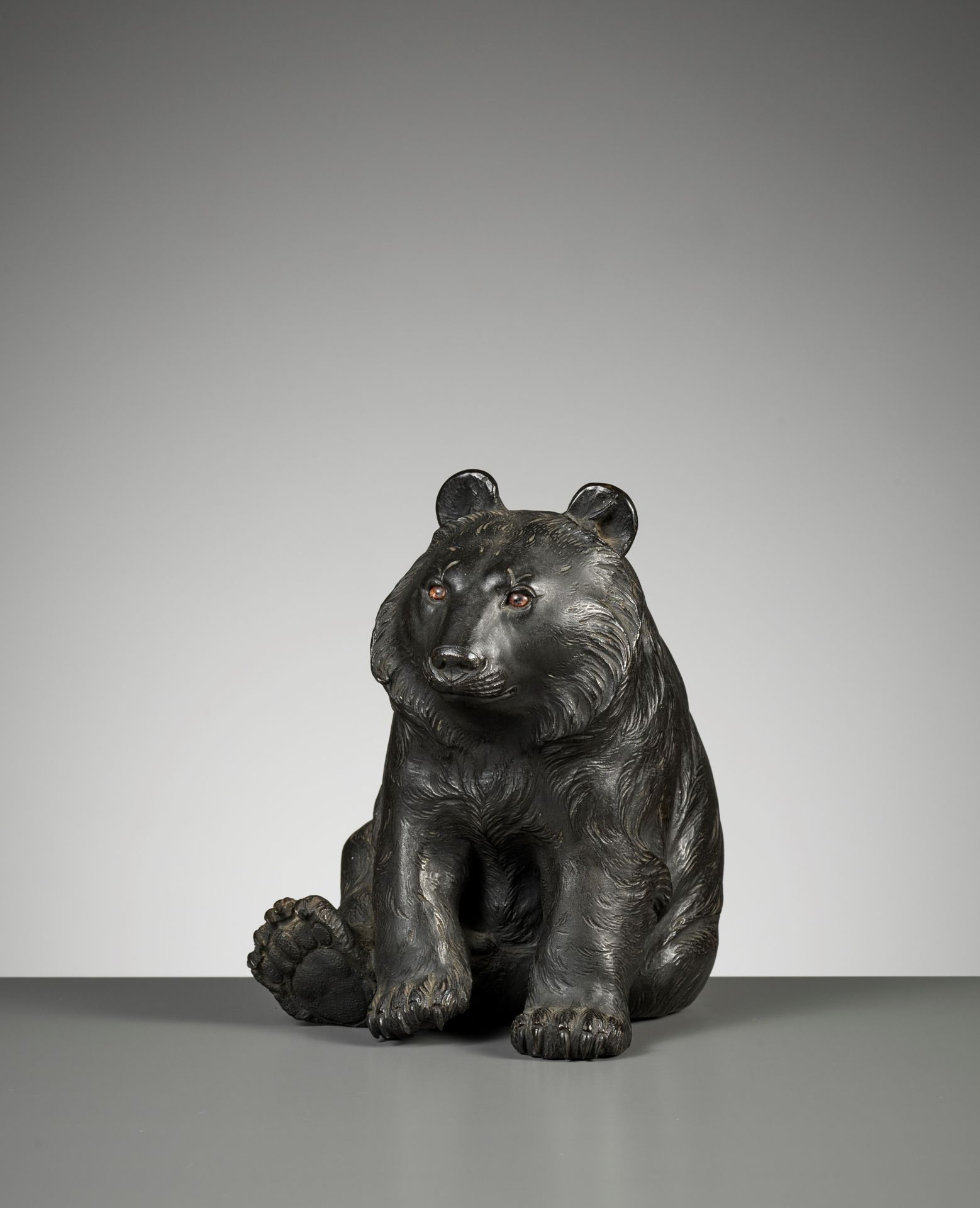 OMORI MITSUMOTO: A RARE AND CHARMING BRONZE OKIMONO OF A BEAR