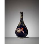 A SUPERB MIDNIGHT-BLUE CLOISONNÃ‰ VASE DEPICTING HO-O BIRDS AND KIRI LEAVES