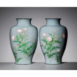 ANDO JUBEI: AN IMPRESSIVE PAIR OF CLOISONNÃ‰-ENAMEL BALUSTER VASES