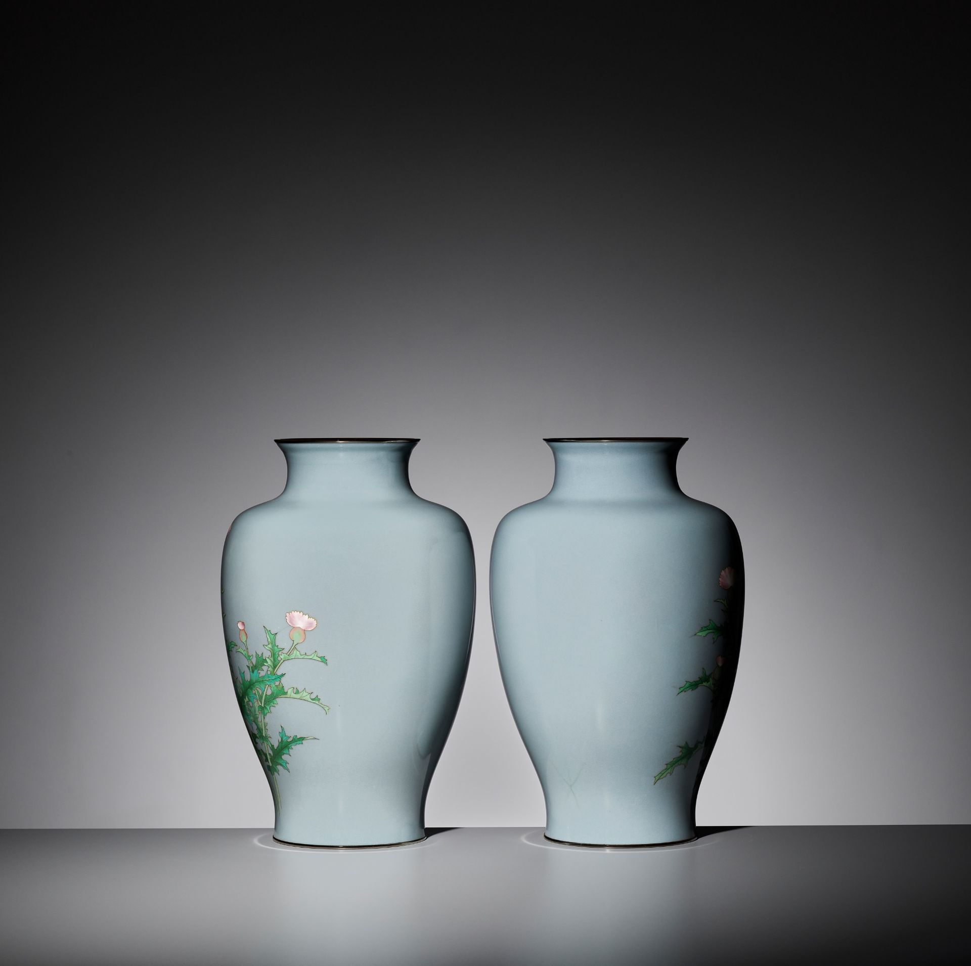 ANDO JUBEI: AN IMPRESSIVE PAIR OF CLOISONNÃ‰-ENAMEL BALUSTER VASES - Image 3 of 8