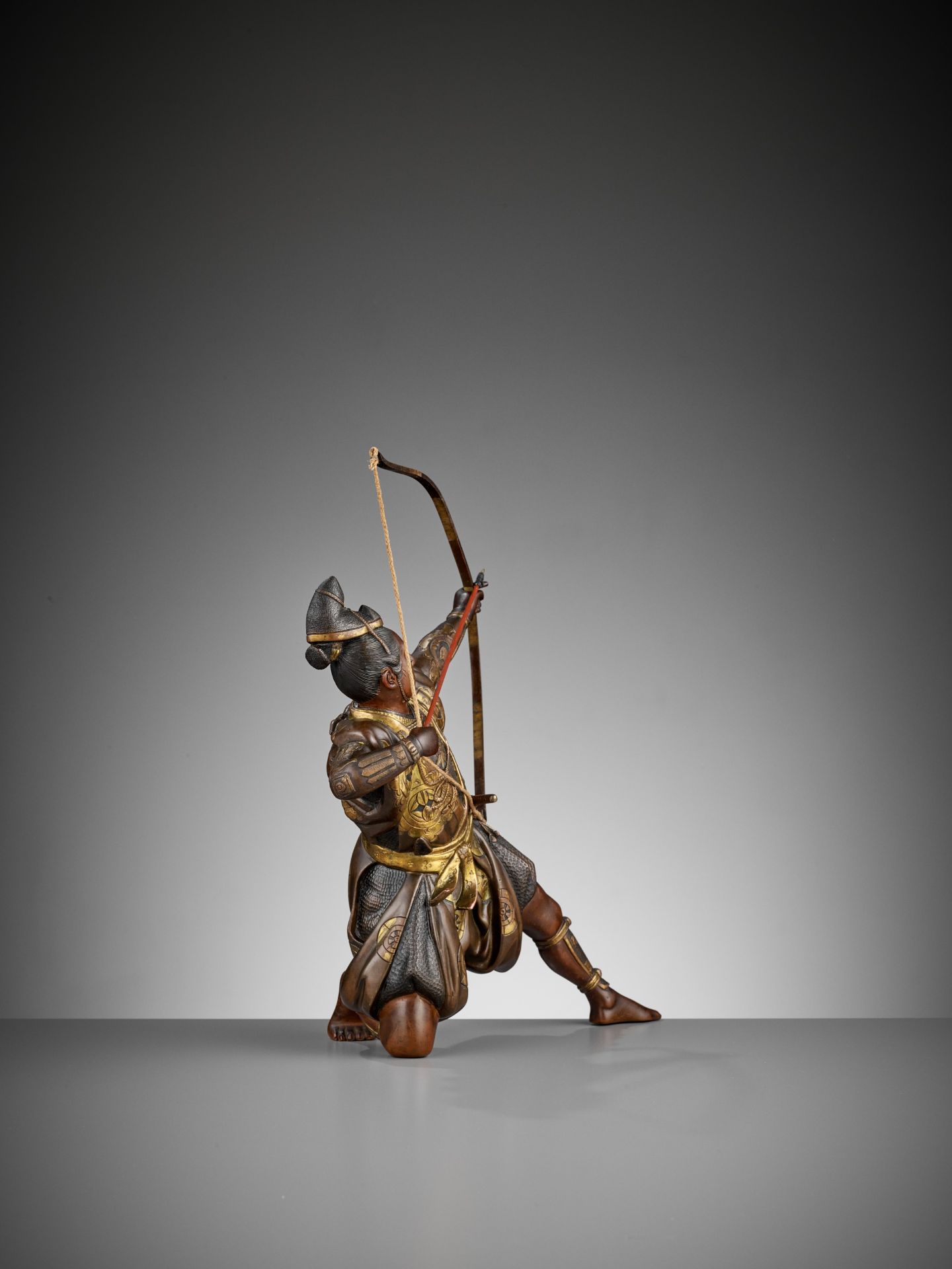 KOICHI: A PARCEL GILT BRONZE FIGURE OF AN ARCHER - Image 6 of 11