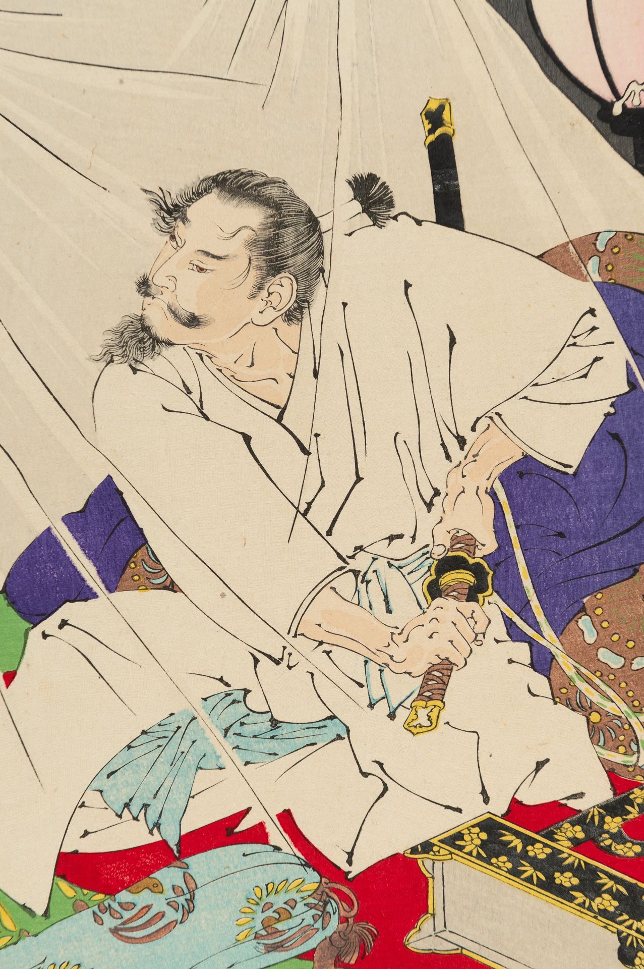 TSUKIOKA YOSHITOSHI: A WOODBLOCK PRINT OF MINAMOTO NO YORIMITSU - Image 3 of 7