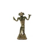 A BASTAR BRONZE GODDESS WITH APRON AND KHAPPAR