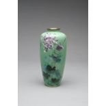 A PALE GREEN CLOISONNE ENAMEL VASE