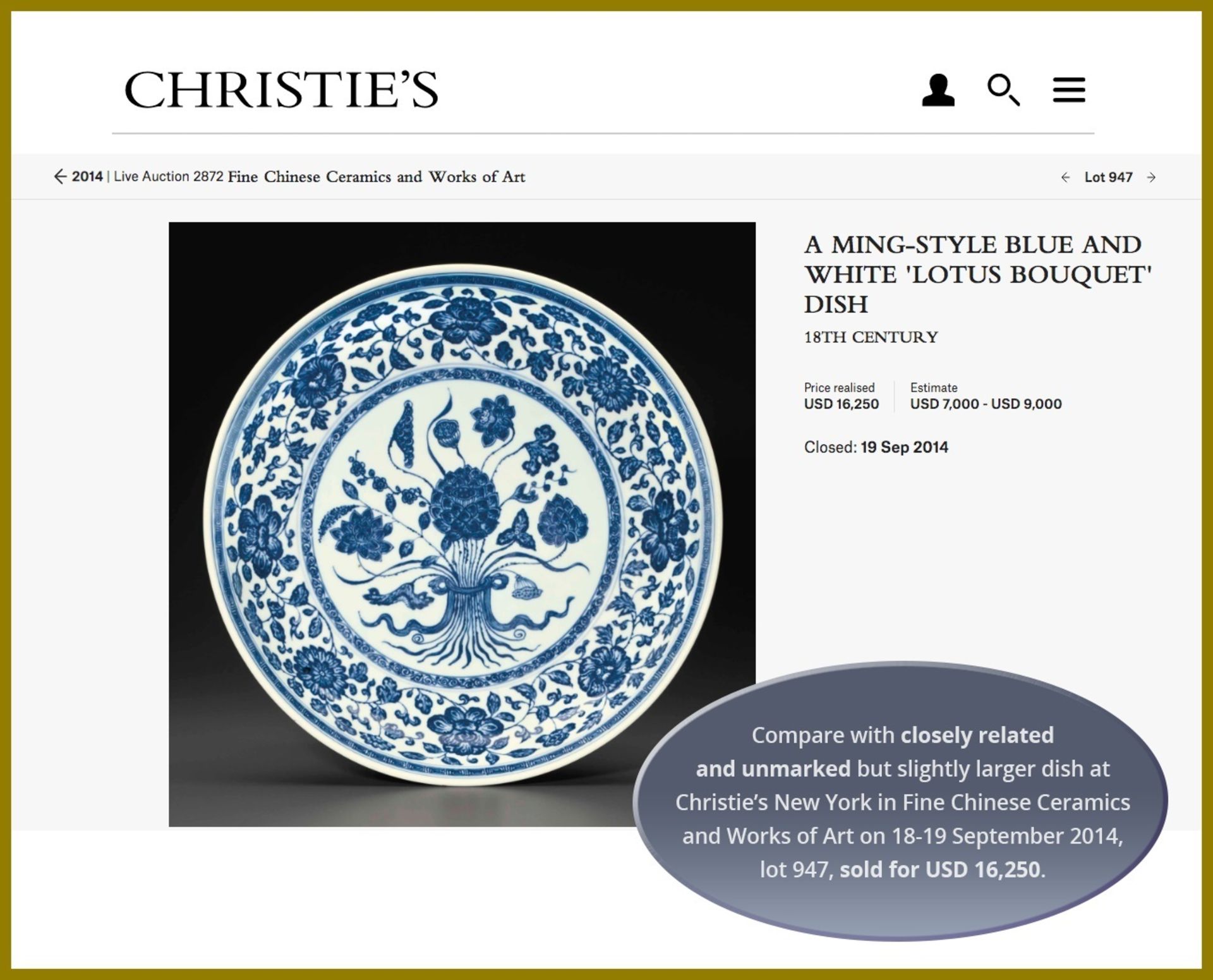 A MING-STYLE BLUE AND WHITE 'LOTUS BOUQUET' DISH, 18TH CENTURY - Image 5 of 8